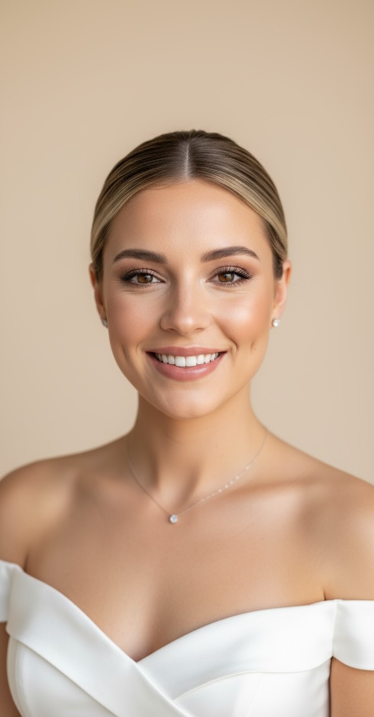 After Sleek Bun Wedding Hair